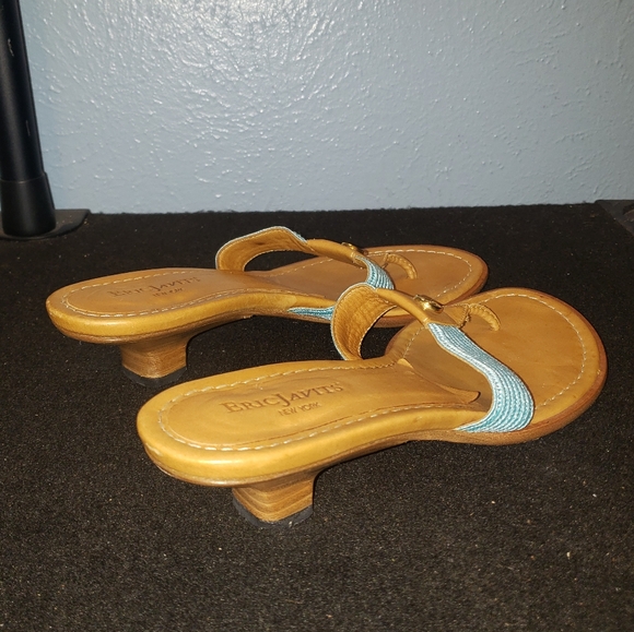Eric Javits Kitten Heel Sandals Ladies 6.5 Torquoise - Picture 7 of 10